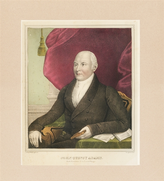 Large Hand Tinted Print Of John Quincy Adams