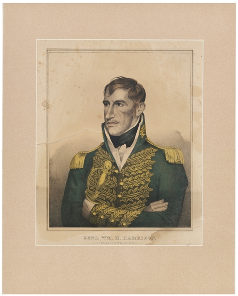 Large Hand Tinted Print Of William Henry Harrison