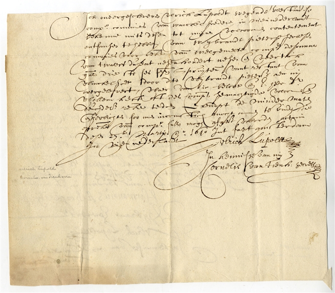 Two Extremely Early New York City Documents, Signed In 1640 At Fort Amsterdam At The Tip Of Manhattan Island. Both Concern The West India Company, The Corporation That Founded What Became New York...