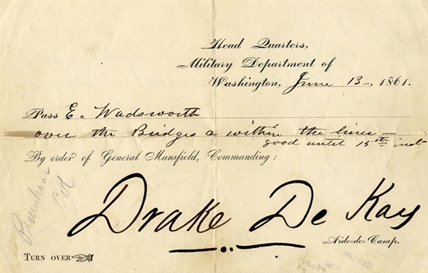 Union Pass Largely Signed by Drake De Kay