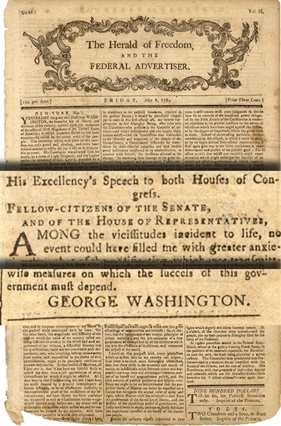 Complete Printing Of George Washington’s First Inauguration Speech