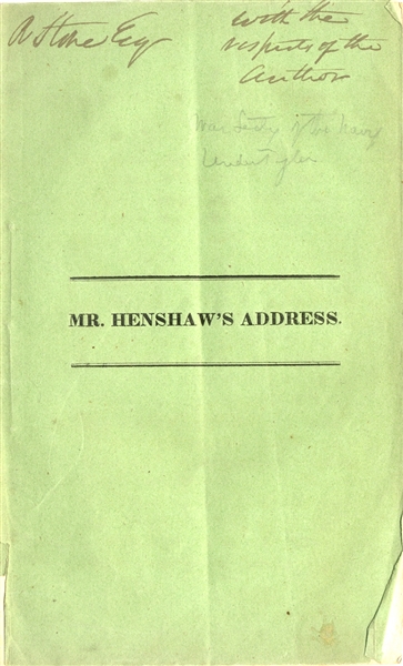 Pamphlet: Mr. Henshaw's Address