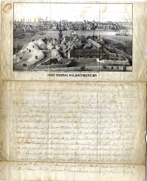 Union Soldier's Letter On Jewish Printer's E. Saches Federal Hill, Baltimore Stationery