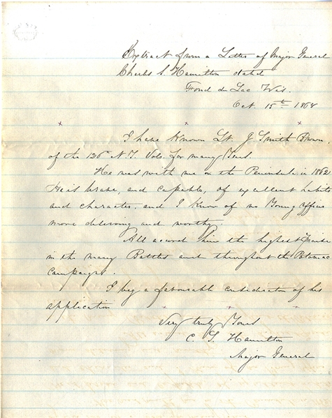 Extract Of General Hamiltons Letter