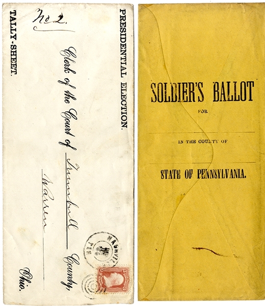 Two 1864 Lincoln-McClellan Presidential Campaign Soldier's Ballot covers