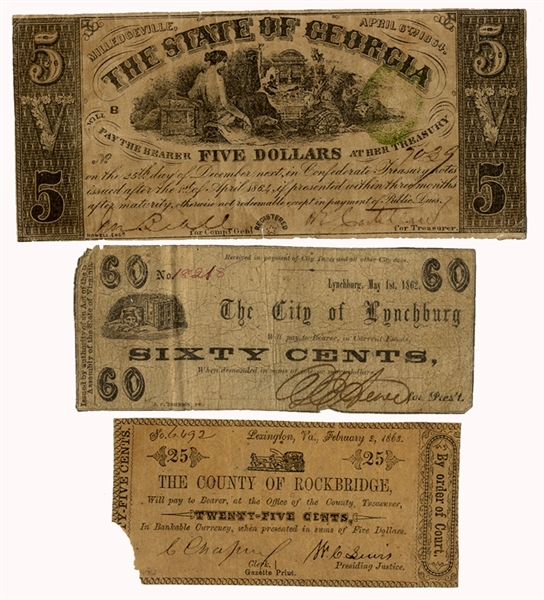 Three Confederate Notes
