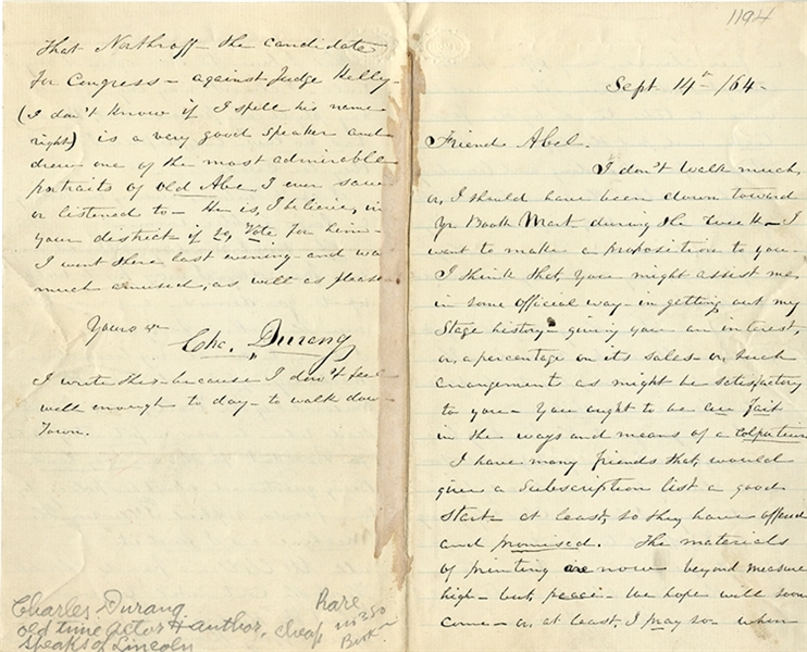 Charles Durang Civil War Letter