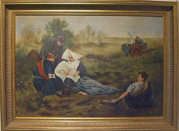 Painting Of Heroic Red Cross Nurse Wounded In The Battle Field