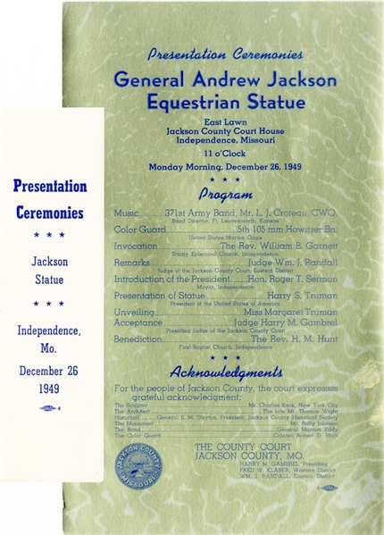 Harry Truman Presents the Equestrian Statue of General Andrew Jackson