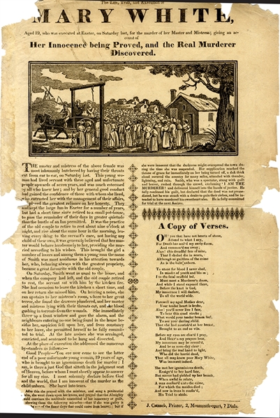 1775 Broaside - The Execution of Mary White. 