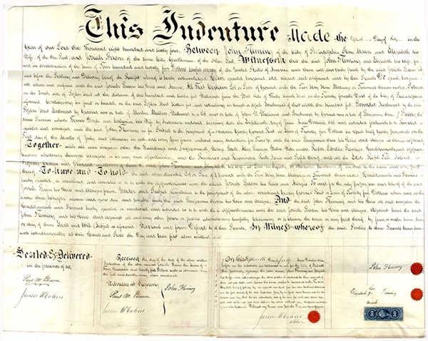 Land Deed Granted to Josiah Bacon of the Philadelphia Bacons, 1864