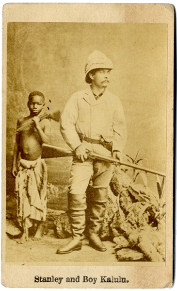 Scarce Image of Explorer Stanley and His Slave