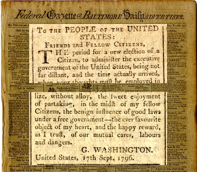 Washington Warned of To Prevent the Spirit of Partisanship From Bursting into a Flame” in This, His Farewell