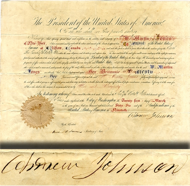 Andrew Johnson Appoints The Cananadian Consul