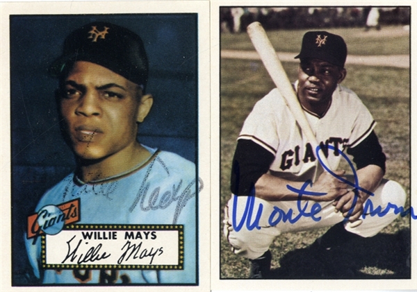 Willie Mays and Negro Leaguer Monte Irvin Signed Cards