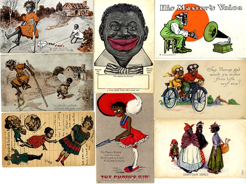 A Grouping of 8 Comic Illustrated Black Americana Post Cards