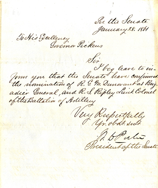 Nominations of Dunovant as Brigadier General and Ripley as Colonel