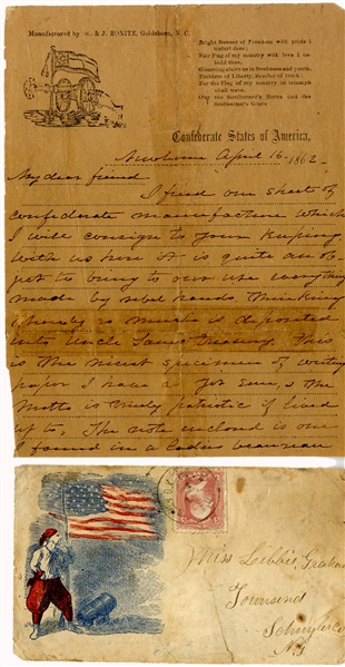 25th Mass Soldier Writes on Captured Confederate Stationary
