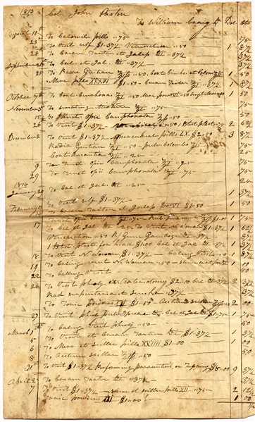 Accounting Sheet For Colonel John Paxton