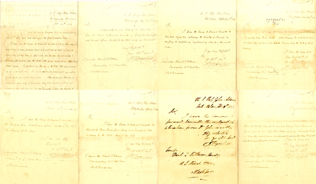 Group of (8)  Letters Signed by  War of 1812 Naval Hero, Philip Falkerson Voorhees