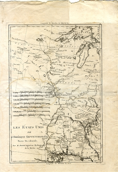 French Printed map of Louisiana