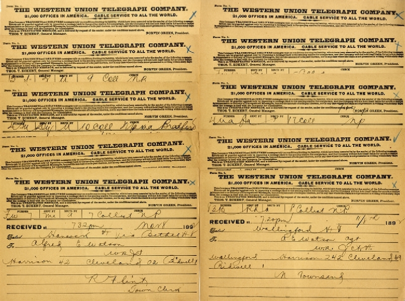 Telegram Results Archive From 1892 Presidential Campaign From Vermont 