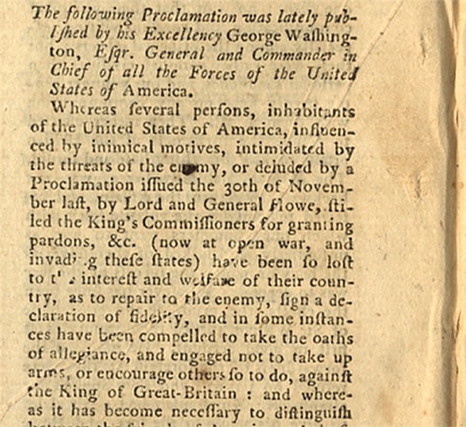 A Proclamation by General George Washington, Morris-Town - 1777