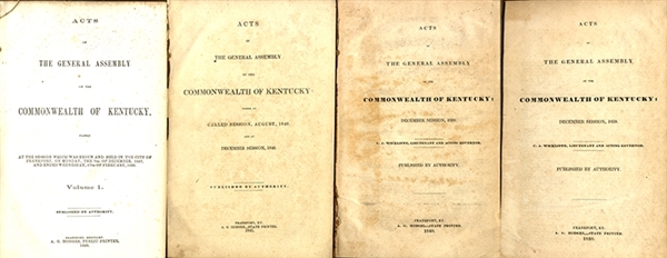 The Early Laws From the Commonwealth of Kentucky