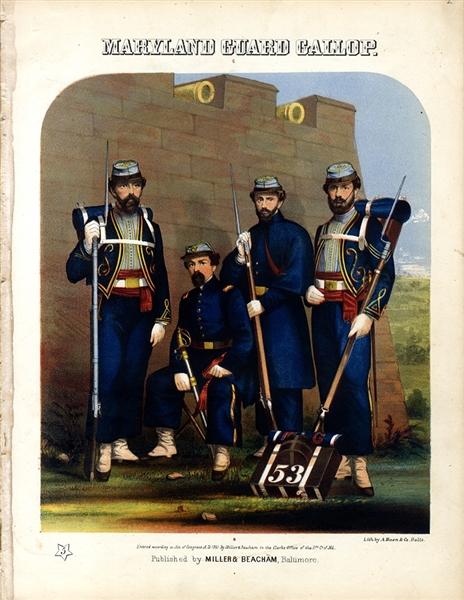 Vibrantly Colored Lithograph Maryland Guard Gallop