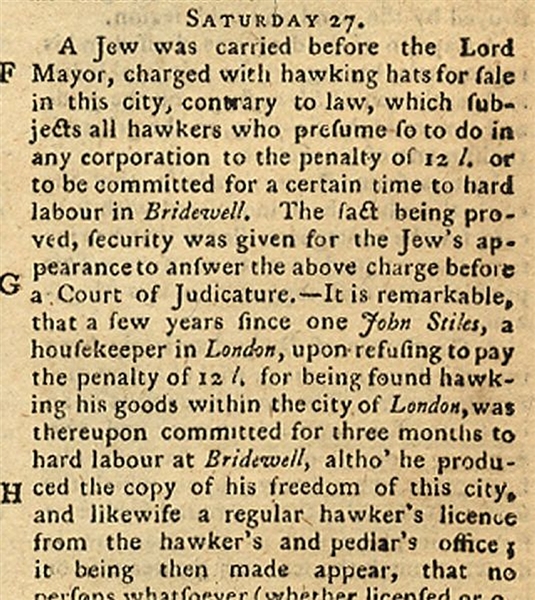 Another Jew Arrested in 1767