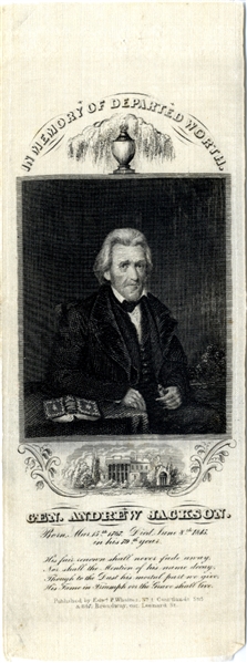Andrew Jackson Portrait Mourning Ribbon