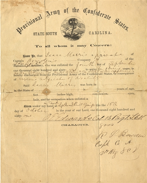 Discharge From the Provisional Army of the Confederate States