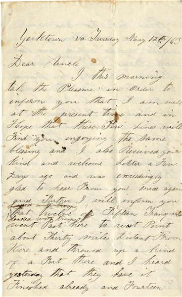 184th Pennsylvania Letter on Stoneman’s Raid