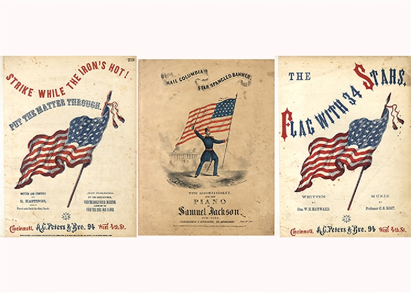 Three Music Sheets With Old Glory