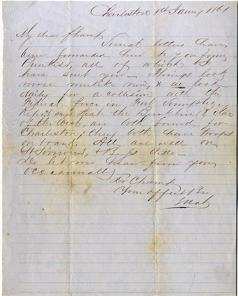 Fort Sumter 1861 Letter
