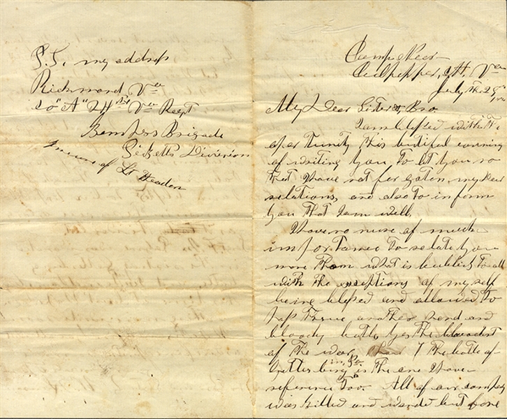 Member of Pickett’s Division Writes of the Devistation at Gettysburg