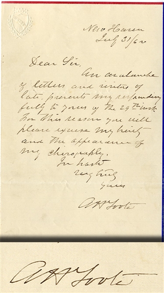 Admiral Foote Autograph Letter Signed