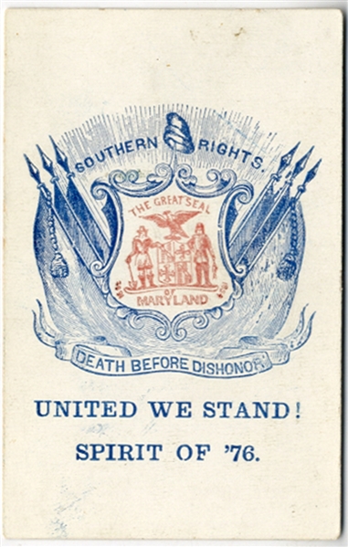 Death Before Dishonor Maryland Secession Card. 
