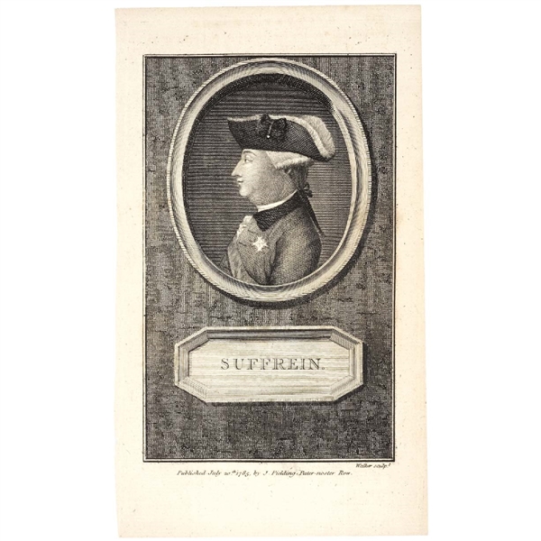 Portrait Revolutionary War French Admiral Suffrein by J. Fielding, London