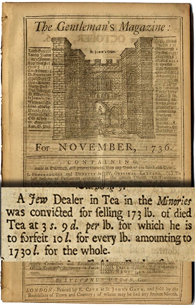 In 1736 - Jewish Tea Dealer Convicted