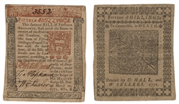 Francis Hopkinson Signed Fifteen Shilling Pennsylvania Note