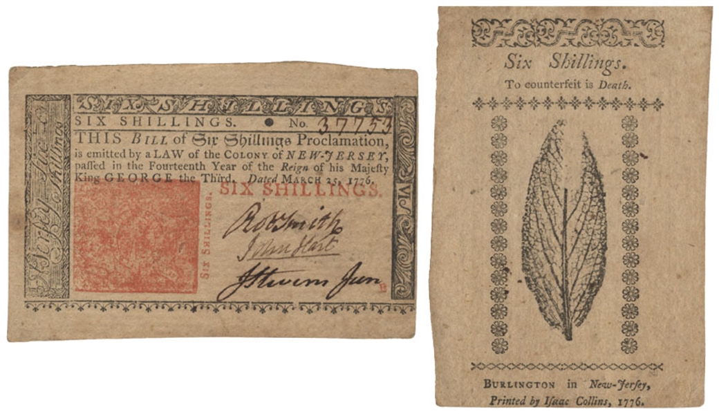 John Hart Signed Six Shillings New Jersey Note