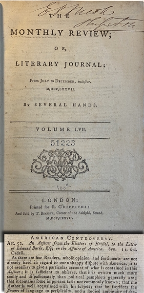1777 - More Revolutionary Debates in These British Publications