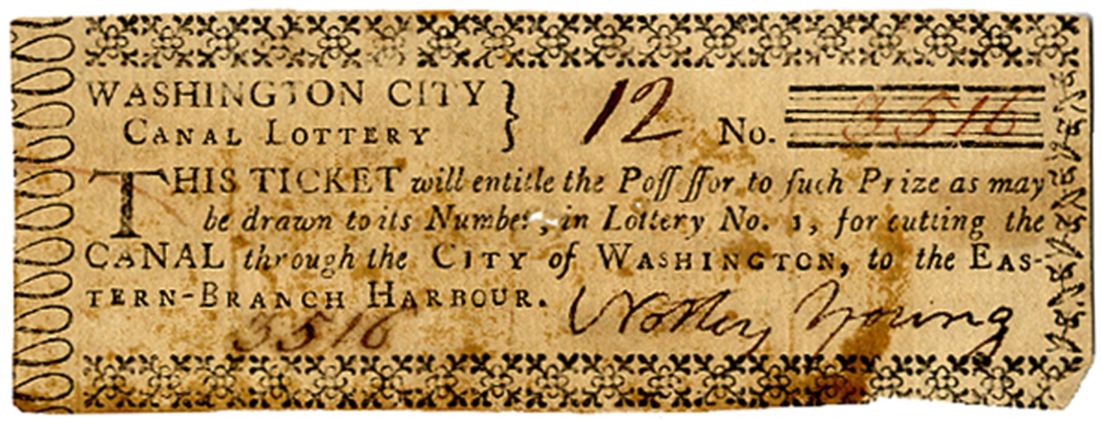 Washington City Canal Lottery Ticket 