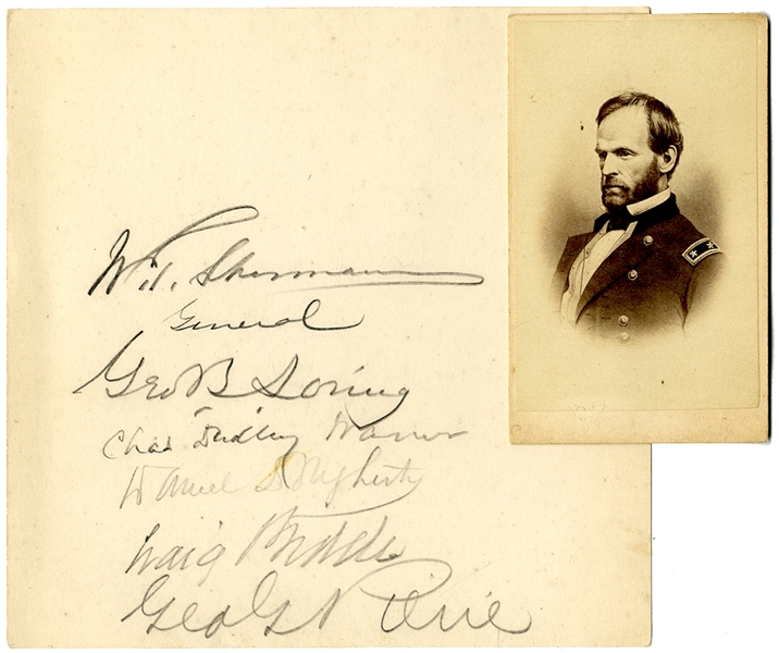 General William Tecumseh Sherman Signature On The Reverse Of A Wine List