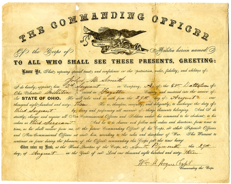 An Ohio Soldier Enlists In Response to CSA Gen. John Hunt Morgan's Summer 1863 Raid Into Ohio