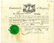 Virginia Militia Commission  - Signed by Letcher