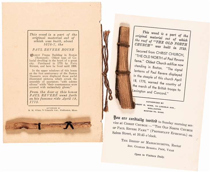 Two Paul Revere Related Wood Souvenirs, Ex: Paul Revere House and North Church