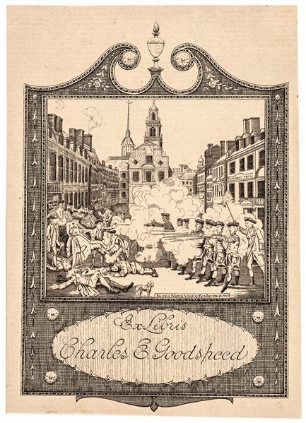 Charles E. Goodspeeds, Boston Massacre Design, Personal Engraved Bookplate