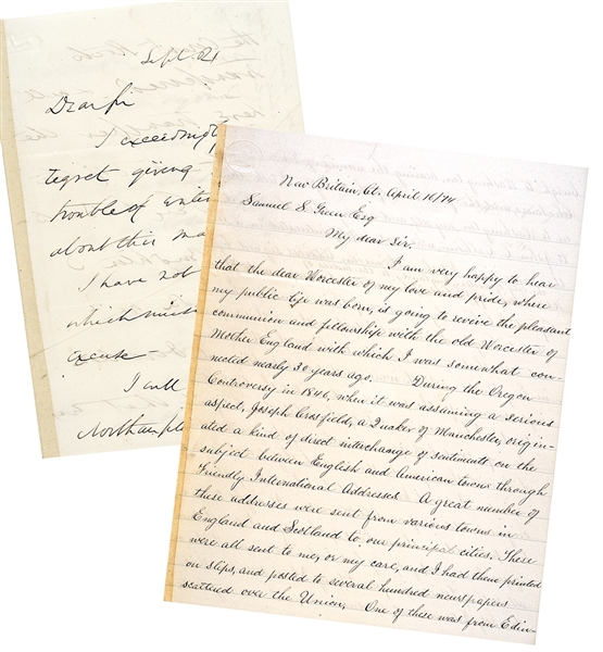 Abolitionists (ELIHU BURRITT) and WENDELL PHILLIPS Two Letters